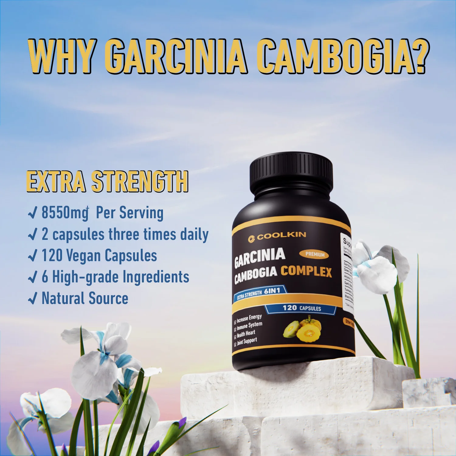 Premium Garcinia Cambogia - Supports Bone and Heart Health, Boosts Immunity