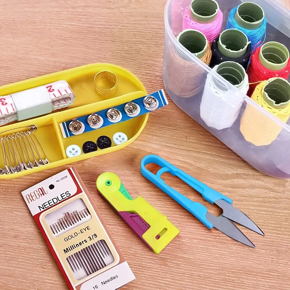 46Pcs/set DIY Embroidery Accessories Needle Thread Sewing Tool With Case Tape Measure Pins Knitting Box Set Household Portable