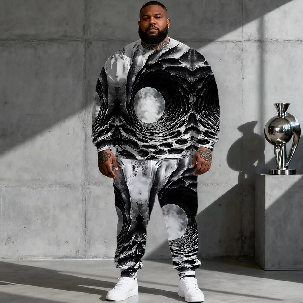 

S-9xl plus size Men's Hoodie Set: Visual Pop - 2-Piece Bold-Chic, Soft Warm Fabric, High-Impact Graphic Printsl G