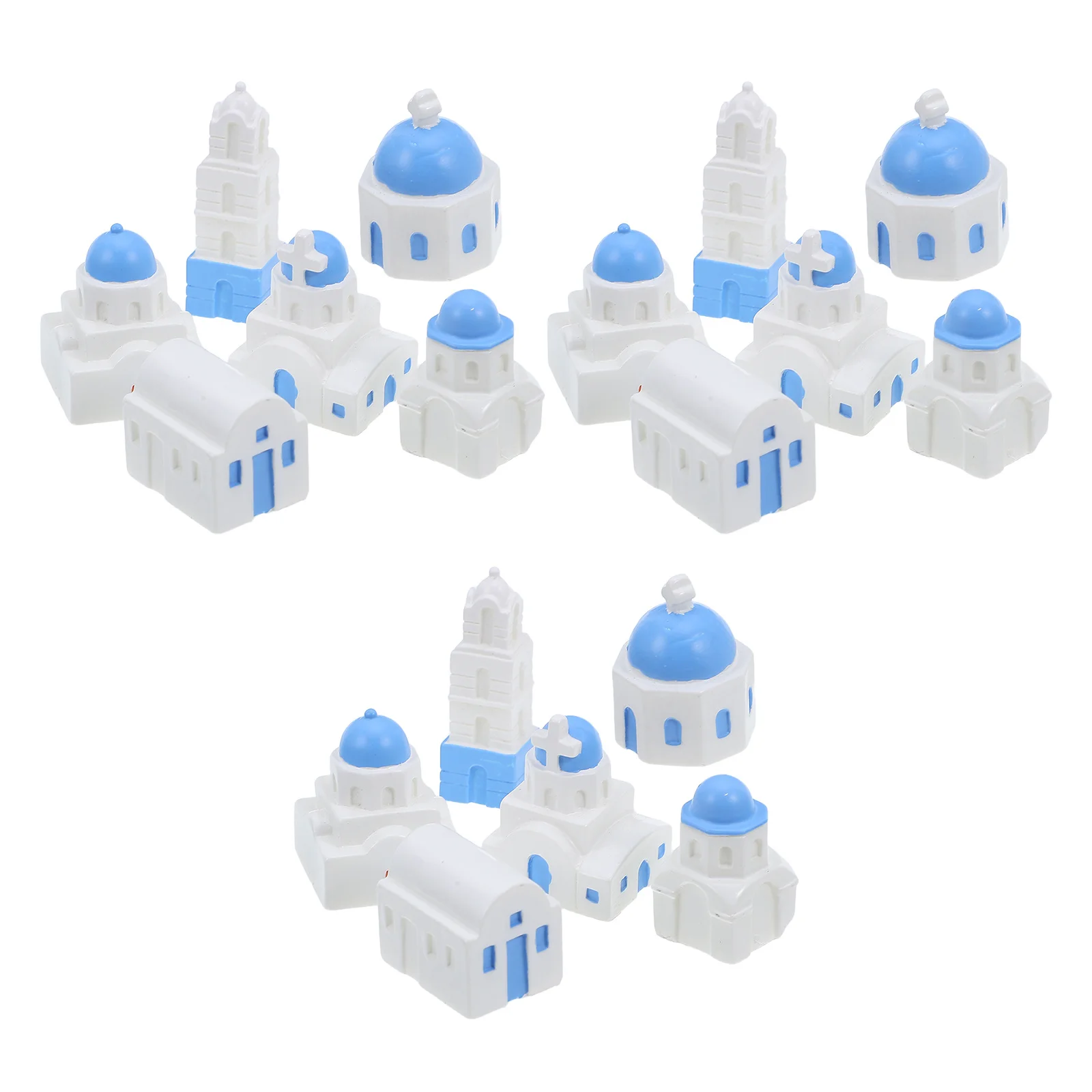 

18pcs Miniature House Figurines Mediterranean Style Resin Microlandscape Decor For Diy Ocean Landscape Beach Villa Desktop