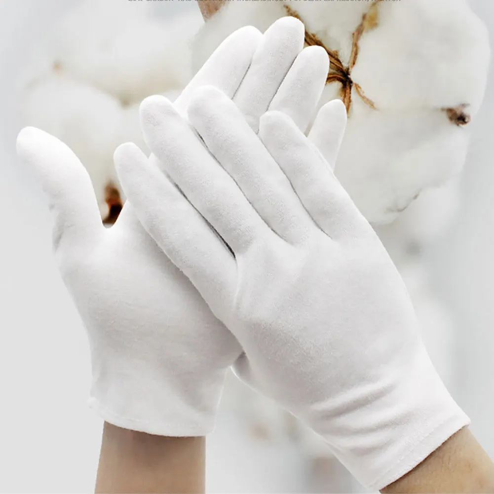 6 Pairs of Unisex Work Gloves for Daily Health Inspection Dry Hands Protection Coin Jewelry Glass Silver and Photography