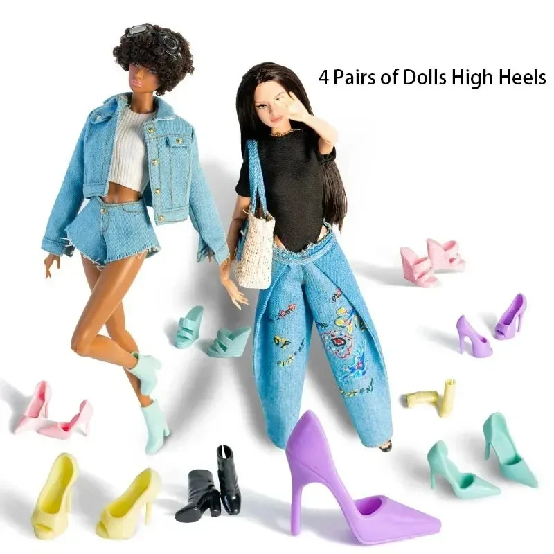 【2026】4Pairs 1/6 Scale Doll High Heels Colorful Exquisite Fashion Dress Up Accessories