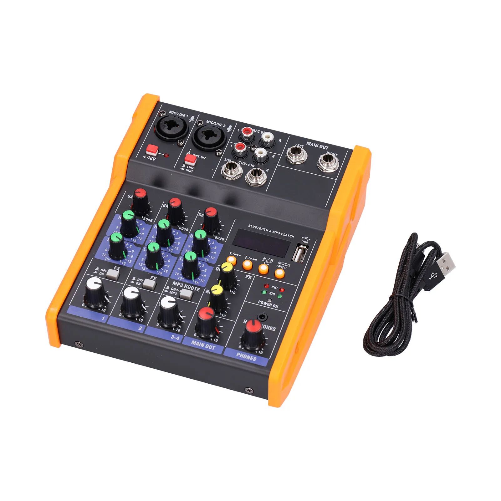 Audio Mixer Fully Upgraded Rich Usage Long Life Smart Noise Reduction 4 Input Channels Sound Mixer for Webcast for Party