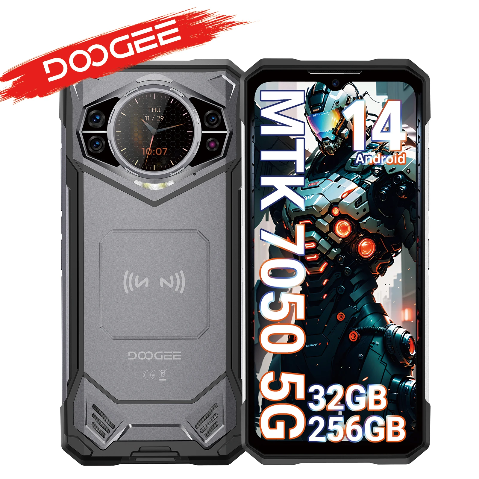 Doogee-Téléphone robuste S200 5G, écran 6.72 "120Hz, 12 Go de RAM, 256 Go, Dean 100MP, appareil photo principal AI, 10100mAh, Android 14, NDavid, première mondiale