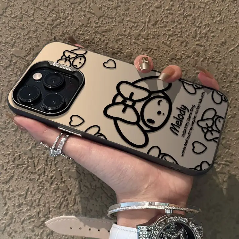 سانريو Kawaii مرحبا كيتي حالة الهاتف المحمول أنيمي الكرتون بلدي ميلودي جميل رائعة الهاتف الغطاء الواقي مع حقيبة المواد