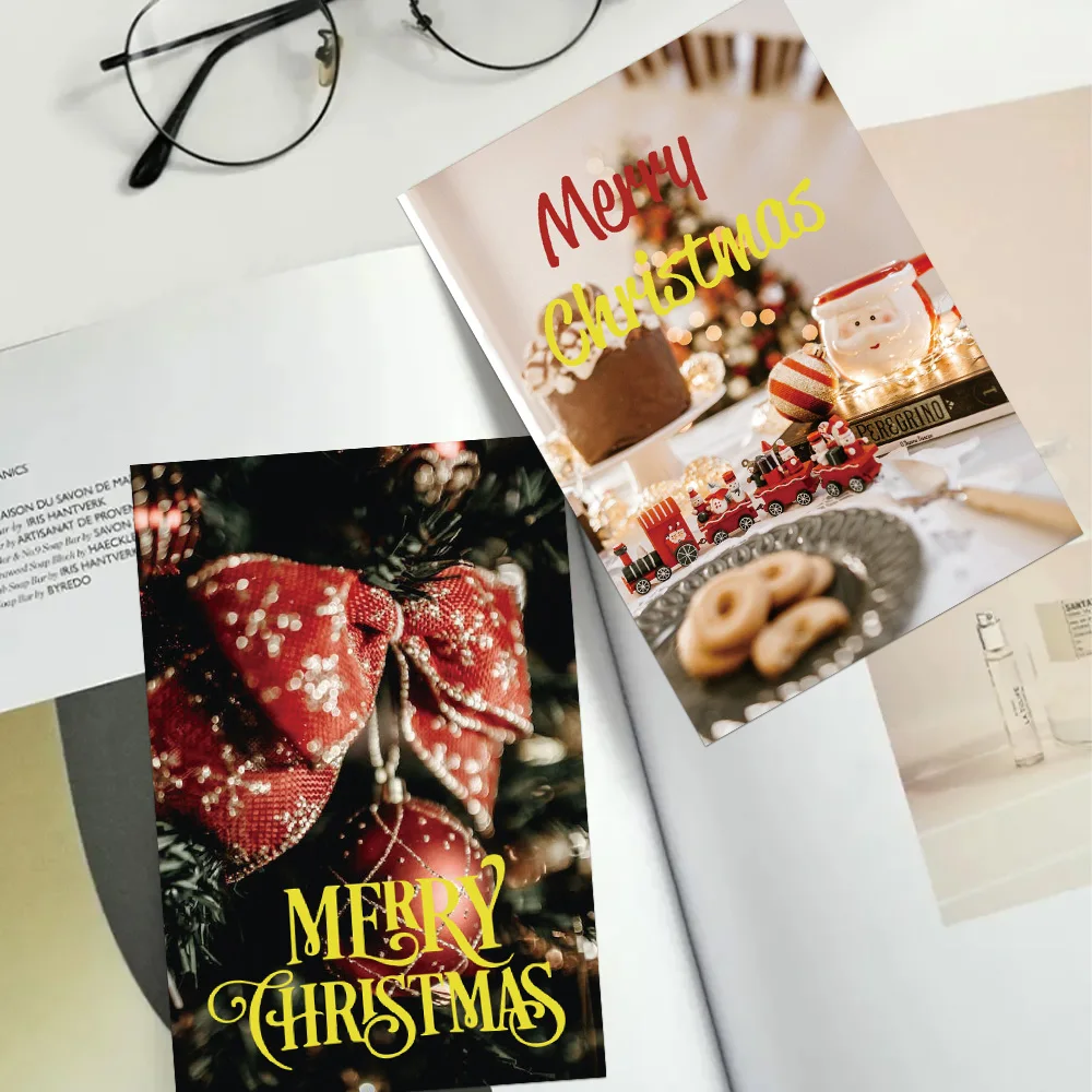 10pcs Christmas Holiday Decorative Cards Postcards Wall Room Desktop Minimalist DIY Creative Message Cards