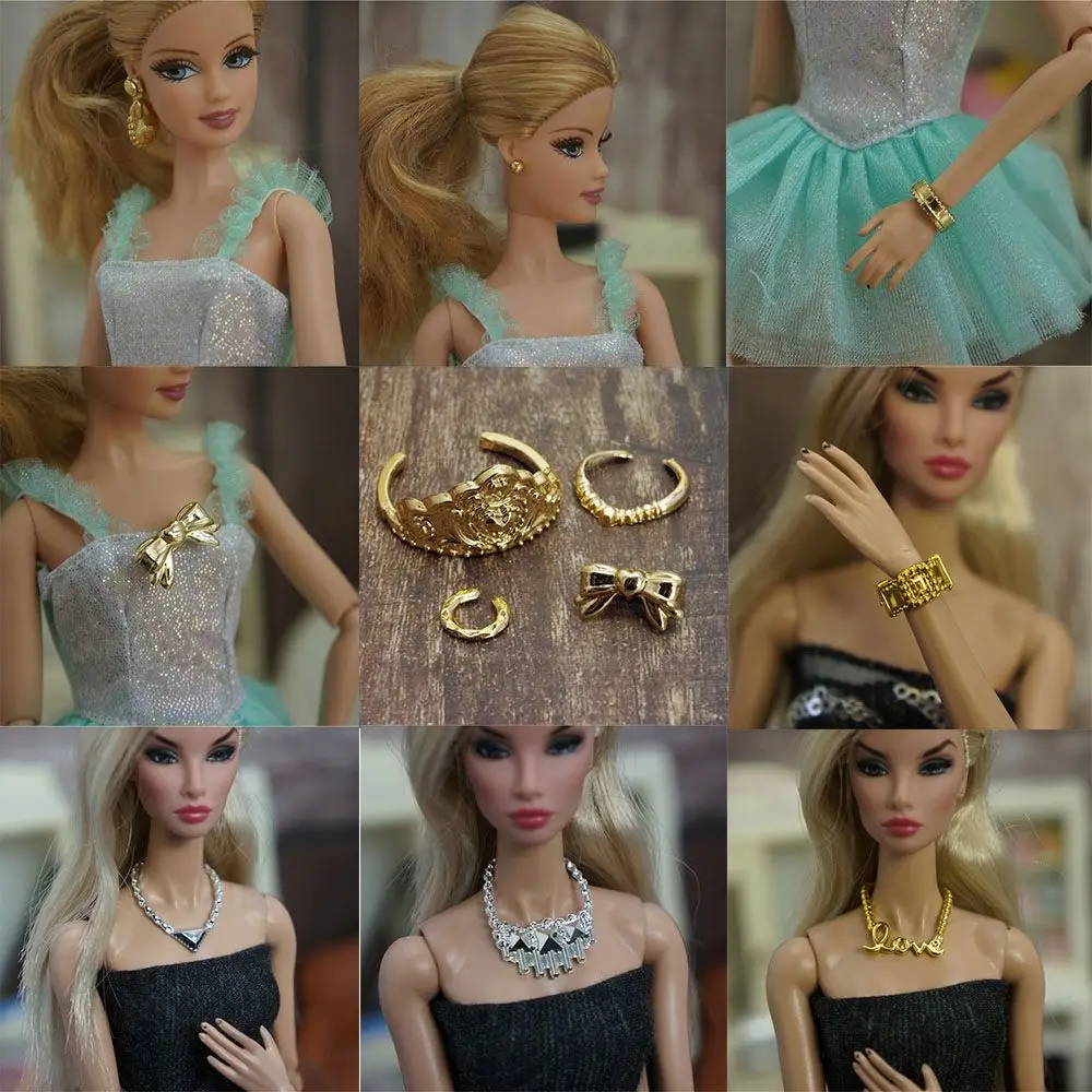 Fashion Doll Baby 1/6 1/3 1/12 Necklaces Crowns Bracelet Girl Gift Toys Doll Party Earring Jewelry Clothes Dolls Accessories