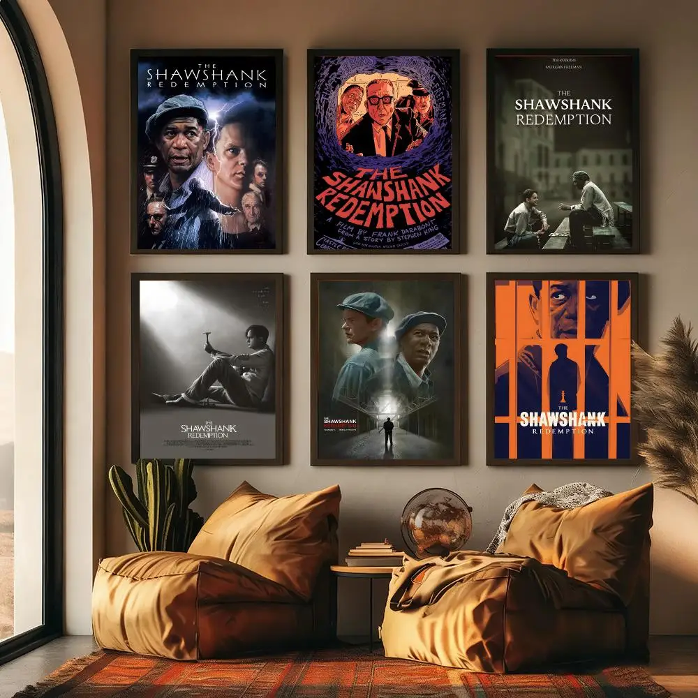 Movie Sticky The Shawshank Redemption Poster Sticky Wall Art Printing Waterproof Home Living Bed Room Aesthetic Decor