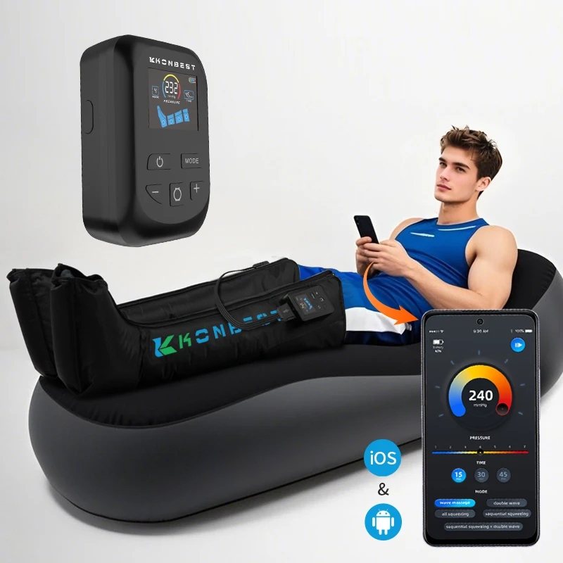 Wireless Air Compression Therapy Recovery Boots Full Leg Massager System  DVT Pump Device