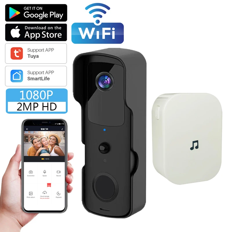 Smart Tuya WIFI Doorbell HD 1080P Video Outdoor Wireless Home Door Bell Waterproof Battery Intercom Speaker Phone Camera