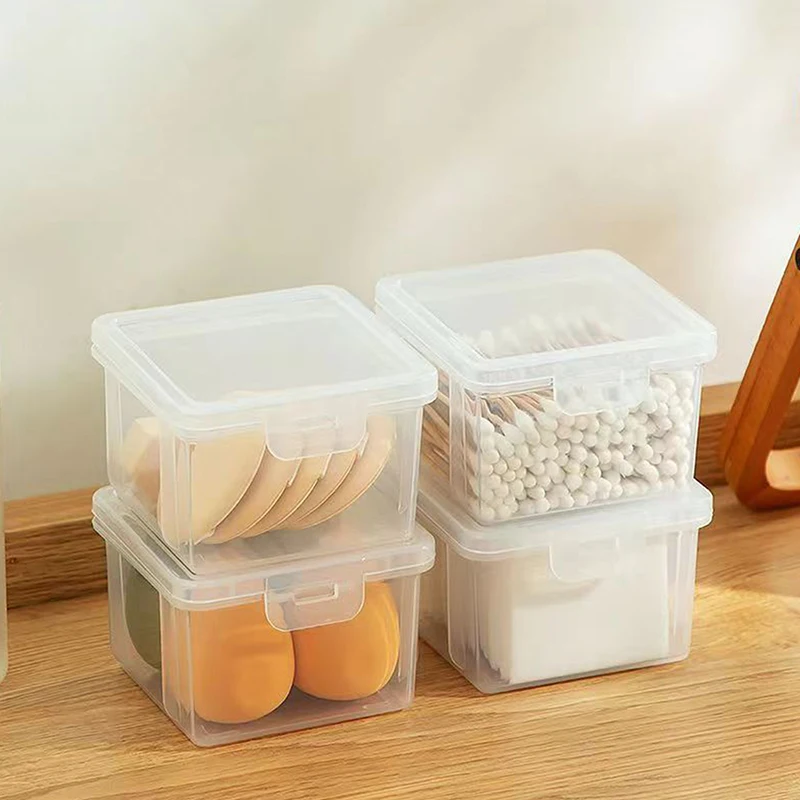 Dust-proof Cotton Swab Storage Box Cosmetic Sponge Box Transparent Beauty Egg Cosmetic Pads Box Bathroom Organizer Case