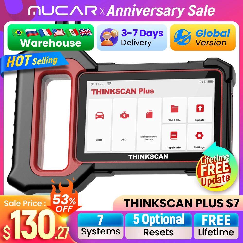 THINKCAR Thinkscan Plus S7 S6 S4 Car Diagnostic Tools Automotivo Scanner 7 System 5 Reset Oil IMMO Free Code Reader Obd2 Scanner