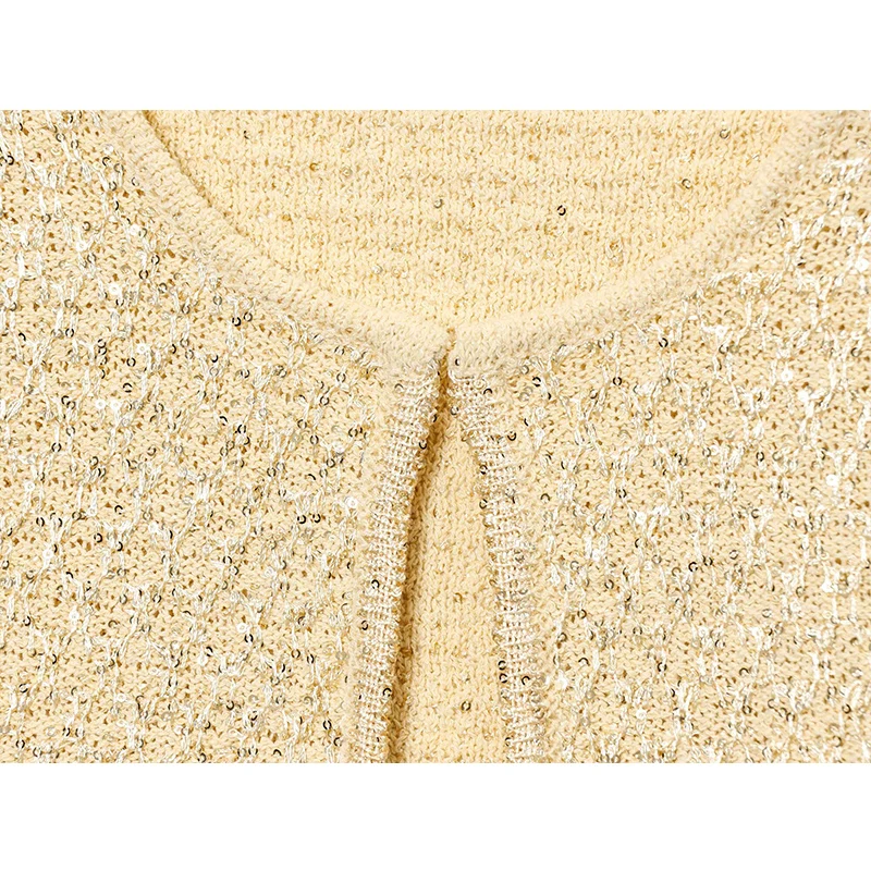 Cardigans courts tricotés à paillettes pour femmes, Chic et élégant, nouvelle mode, pull à manches courtes, haut en tricot décontracté, 2025