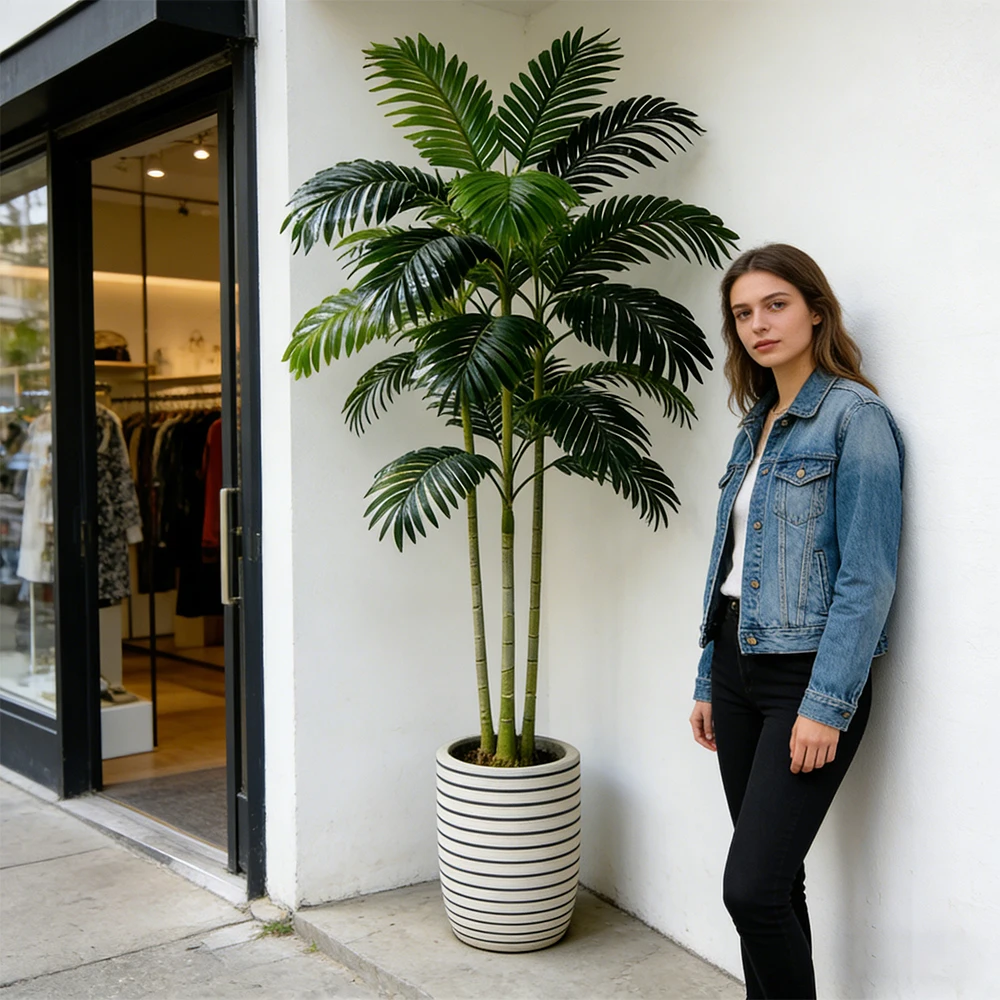 70-130 cm große künstliche Palmen, künstliche Plastikpalme, künstliche Schmetterlingspalme, künstliche Schildkrötenpalmenblätter für Haus- und Gartendekoration