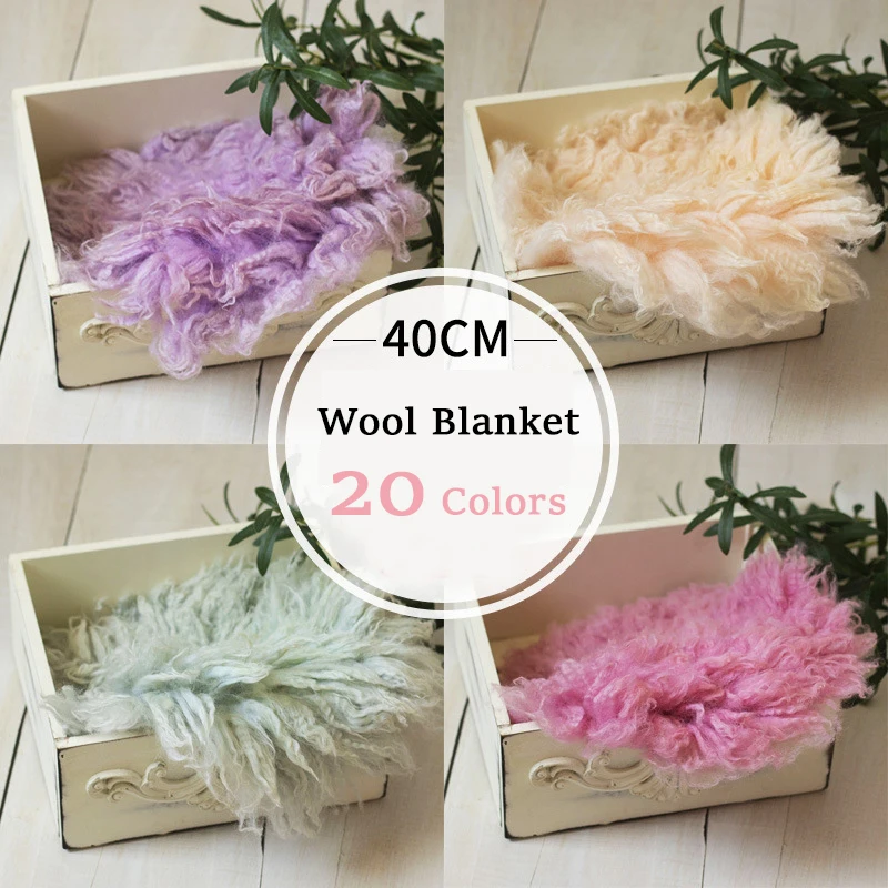 

40cm High Quality Wool Blanket Newborn Baby Photography Backdrop Soft Australasian Wool Mat Basket Filler Photo Props Hand Made
