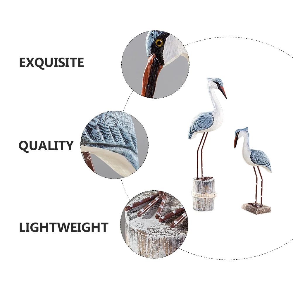 

2 Pcs Decor Wooden Craft H Seagull Decor For Gift made Home nament Light Eco Gift Family Room Desktop