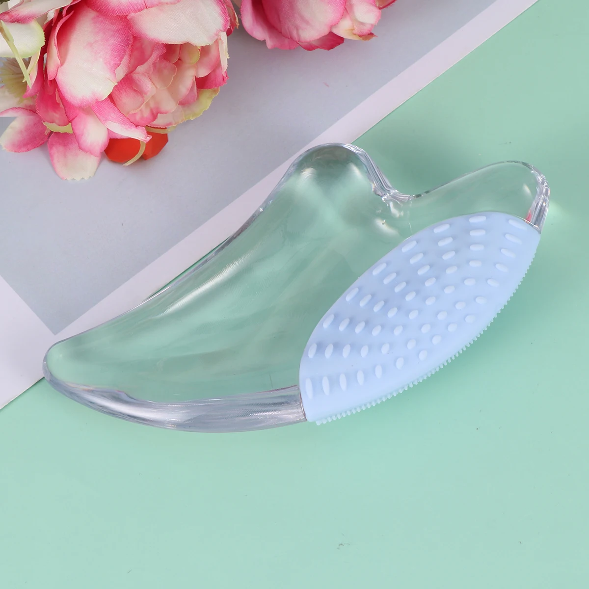 

1Pc Crystal Gua Plate Transparent Scraping Treatment Plate Scraping Plate Scraping Bar with Light(Blue)