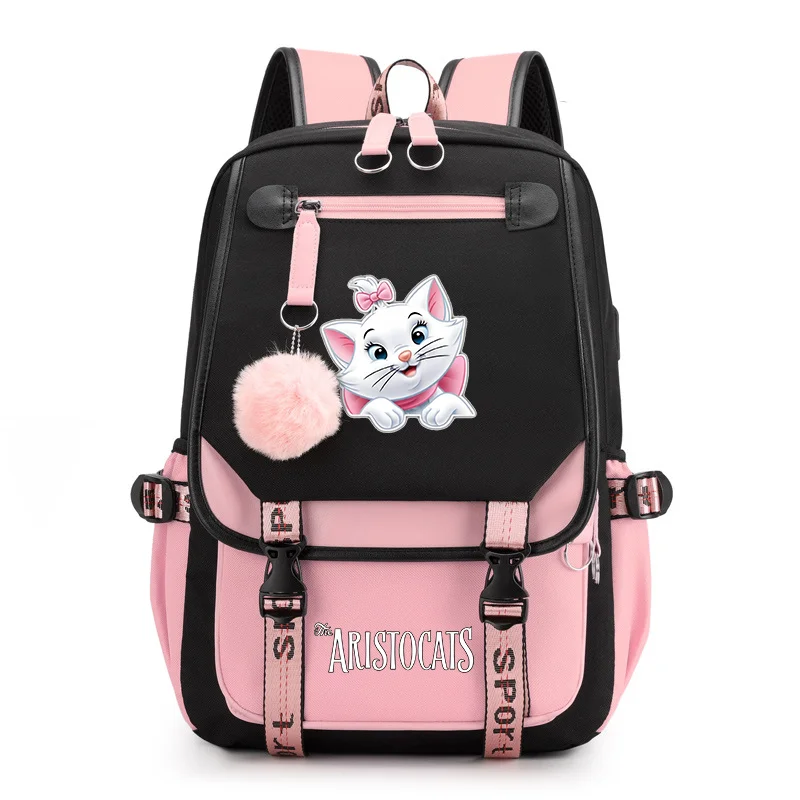 The Aristocats Marie Cat kobiety mężczyźni plecak torba podróżna plecaki Mochila nastolatek USB ładowanie Laptop studenci tornister