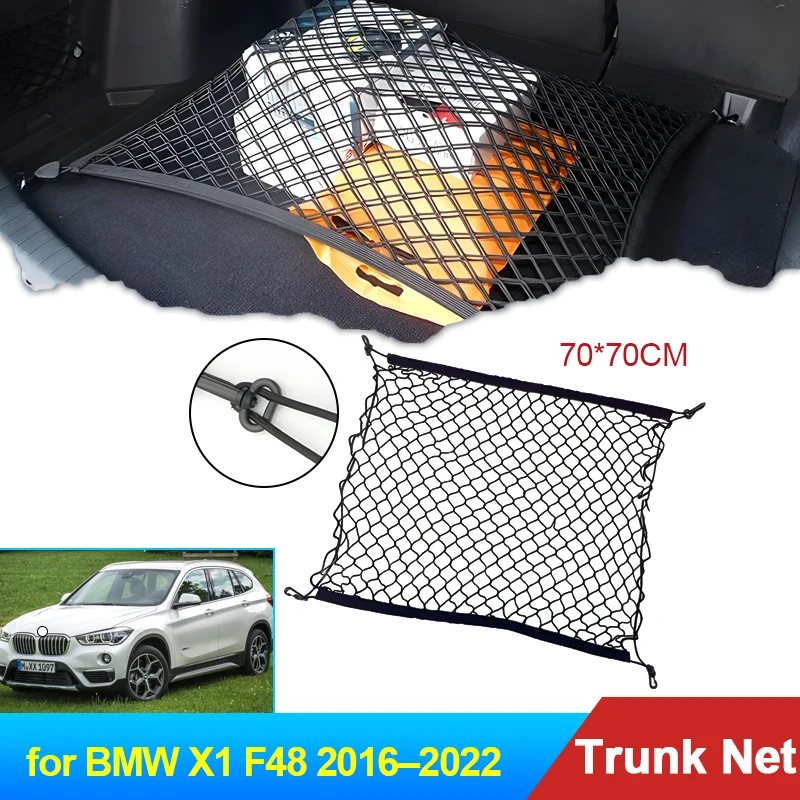 70x70 Auto for BMW X1 F48 2016 2017 2018 2019 2020 2021 2022 Accessories Car Boot Trunk Cargo Net Elastic Storage Organizer Part