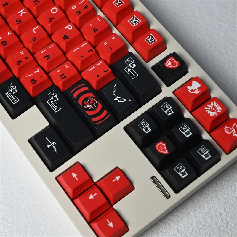 Teclado mecânico Anime Keycap Set, Sublimação PBT, Persona 5 Series Custom Keycaps, Acessórios Para Jogos, 140Pcs