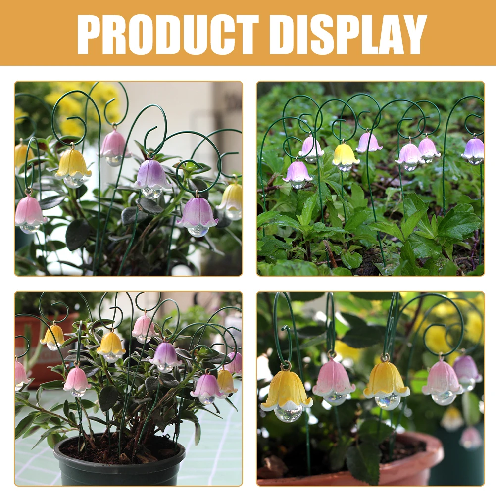 

9pcs Garden Flower Stakes Resin Iron Decorative Metal Flower Garden Decor Lawn Yard Decoration Stakes Patio Planter Ornaments