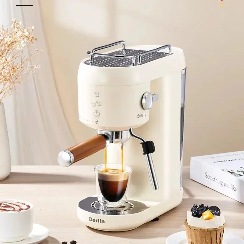 German Derlla automatic coffee machine Small home espresso steam foam retro American milk foam machine household appliances 220V