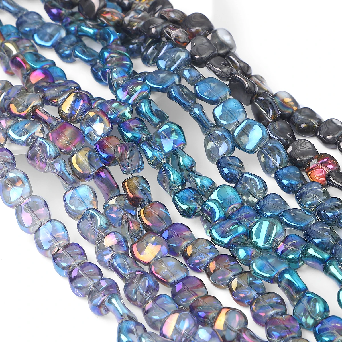 20 Stück 12 x 11 mm gewellte AB-glänzende Glasperlen für DIY-Armbänder, Zubehör, Ohrringe, Schmuckherstellung, unregelmäßige Kristallperlen – Detail 2