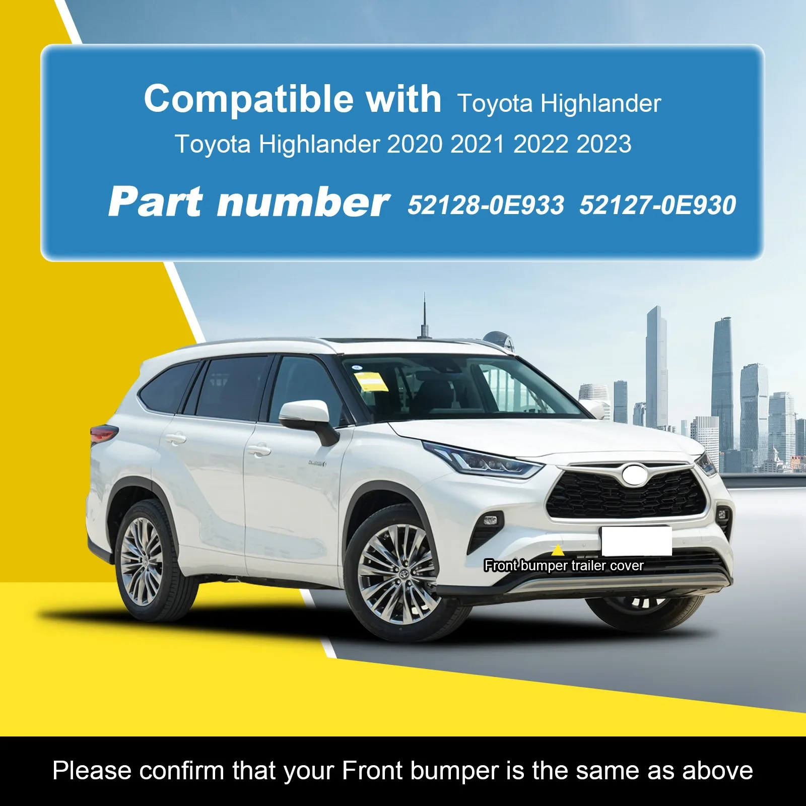For Toyota Highlander 2020 2021 2022 2023 Front Bumper Tow Hook Cover Cap 521280E933 521270E930 Car Accessories