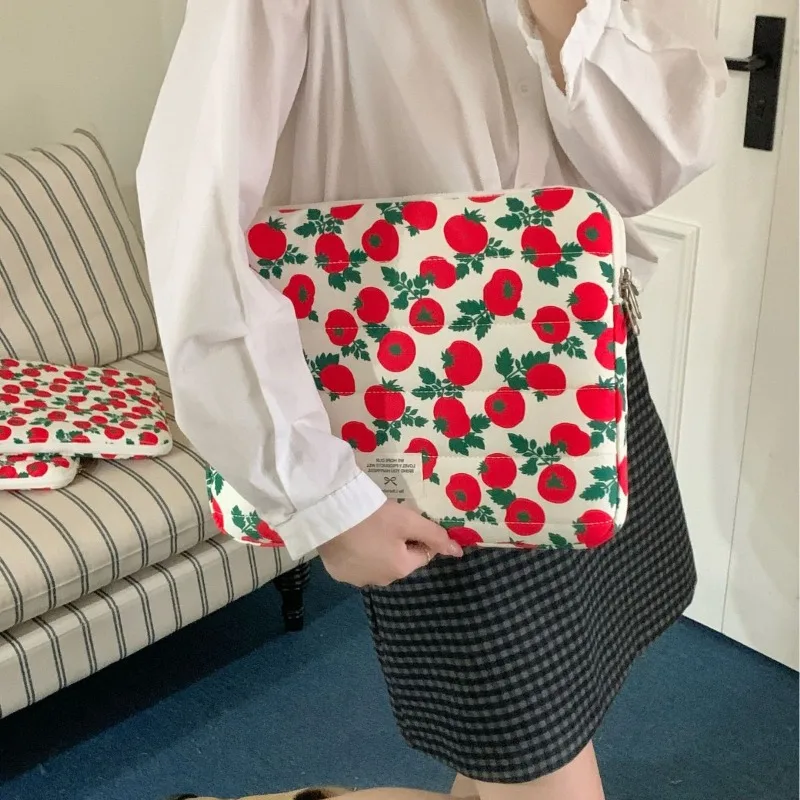 New Cute Tomato Print Laptop Sleeve 11 Inch Tablet Case 13/15 Inch Laptop Bag, Protective Padded Inner Case for MacBook Air/Pro