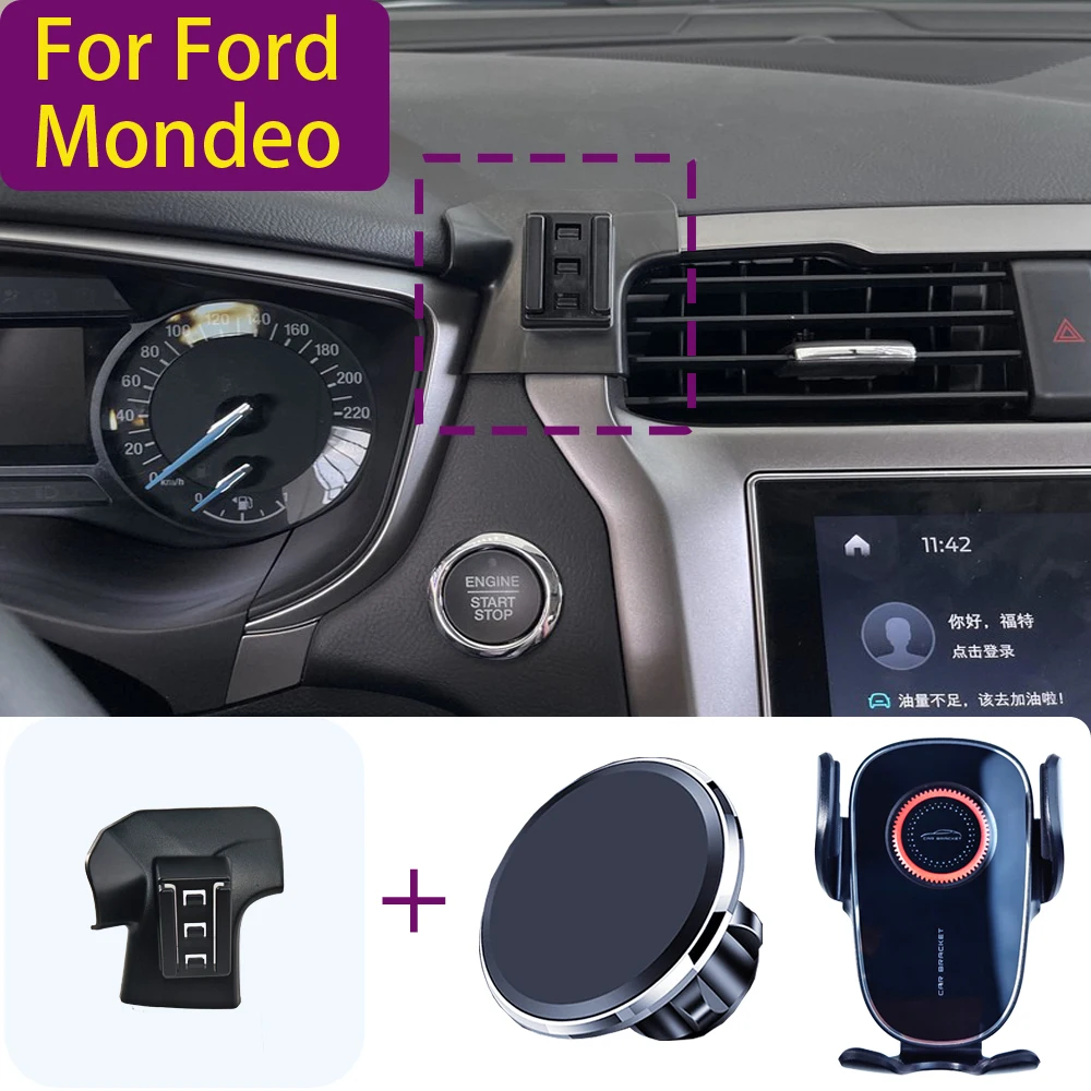 

For Ford Mondeo 2013 2014 2015 2016 2017- 2021 Magnetic Car Phone Holder Magnet Mount Wireless Charging Phone Stand Bracket Base