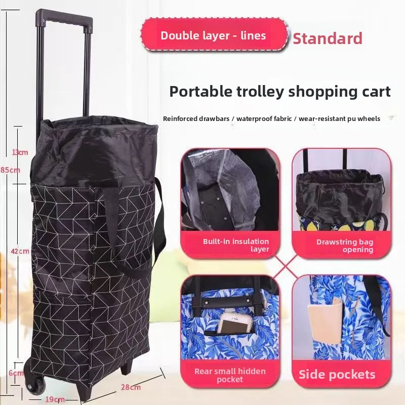 

Удобная складная сумка-тележка для путешествий и кемпинга, ручная тележка для покупок, маленькая тележка для дома, сумка-прицеп, маленькая тележка