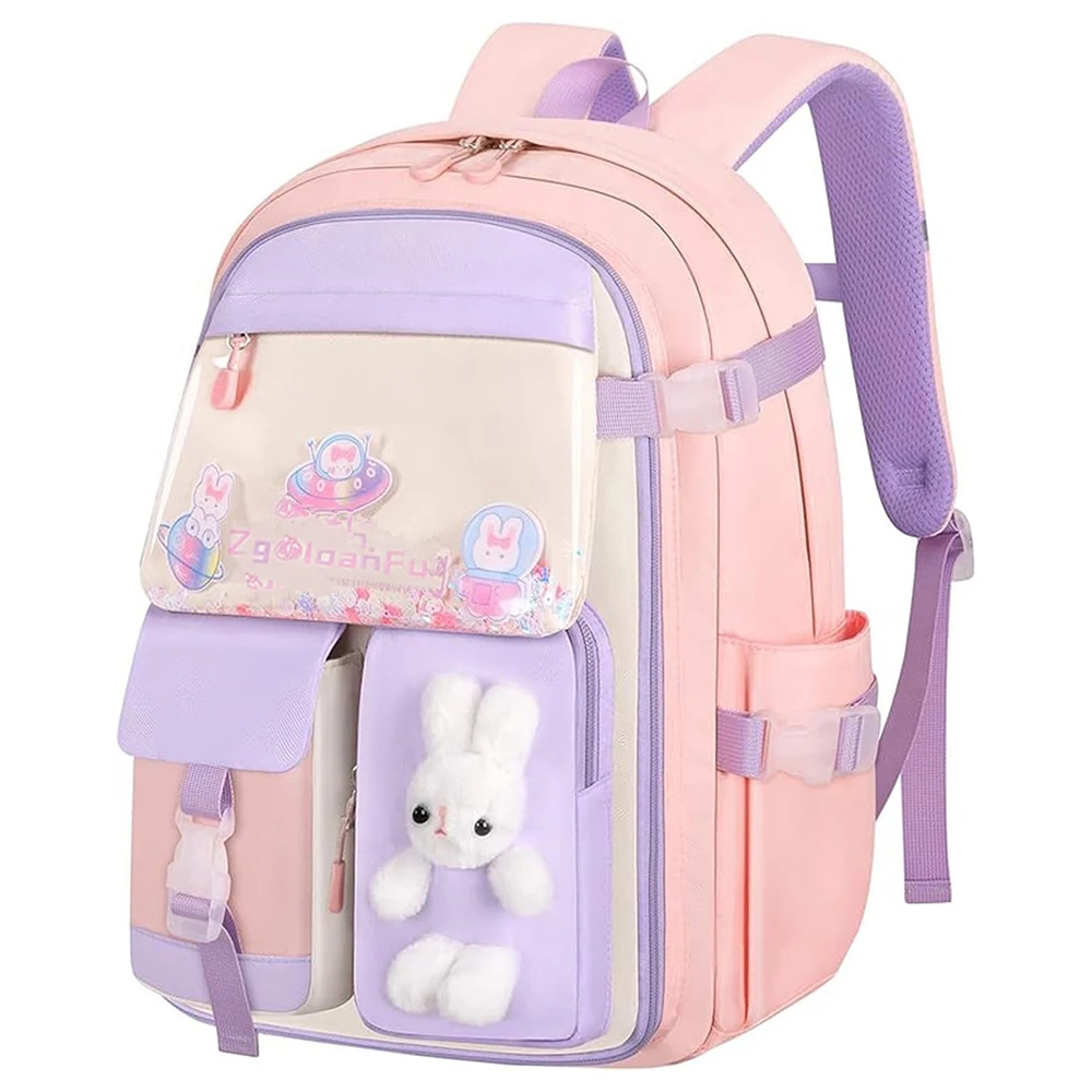 Kawaii Kids Backpack for Girls Bunny School Backpacks Student Book Bag for Elementary Primary Kindergarten Middle School