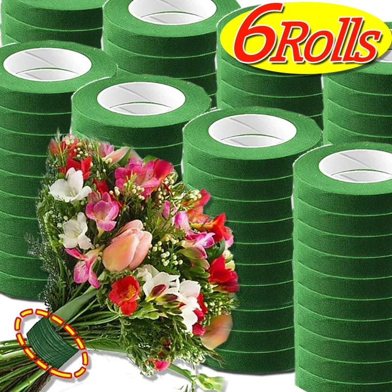 

1/6Rolls Bouquet Floral Stem Tape DIY Artificial Flowers Bouquets Tape Self-adhesive Wrapping Green Tape Home Party Decor Supply