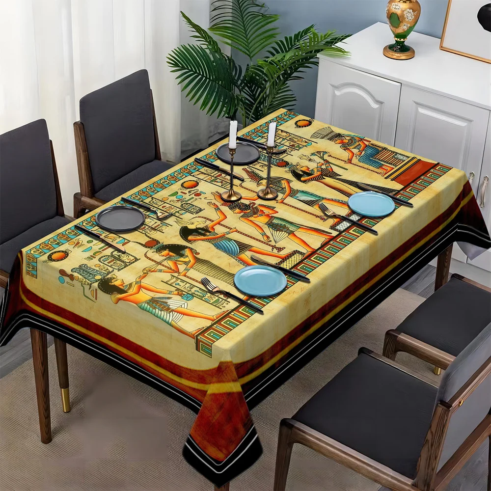 One Egyptian-themed tablecloth - Vibrant designs of deities and hieroglyphics.zyc