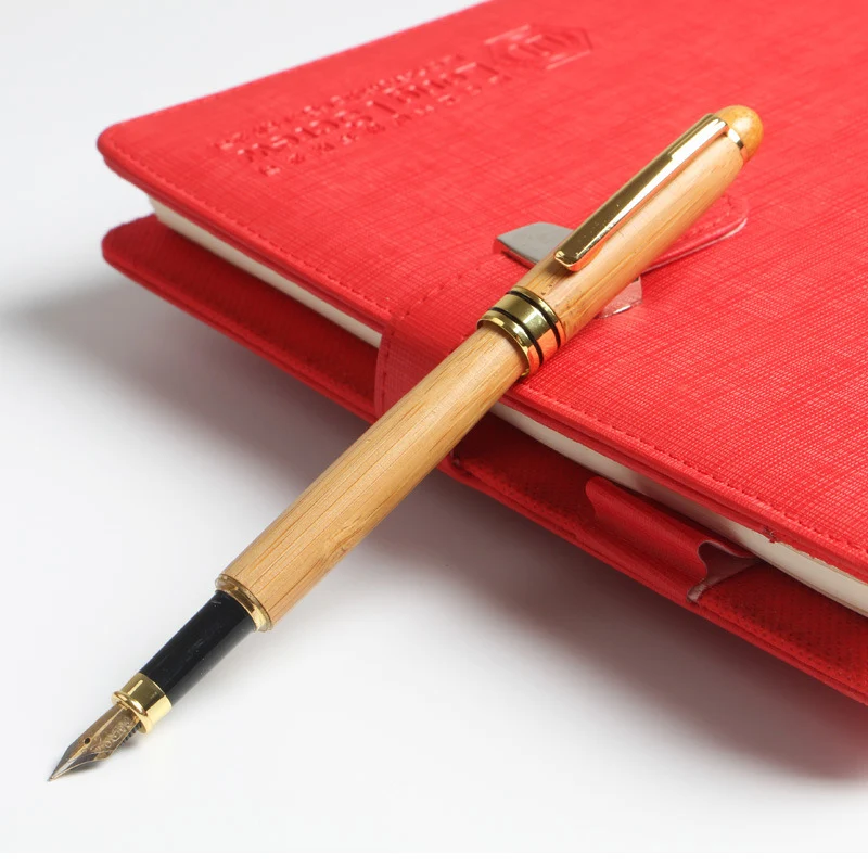 Novel Bamboo Pen Free Personalized Custom Logo Business Enterprise Office Commemorative Gift Fountain Pen School Office Supplies