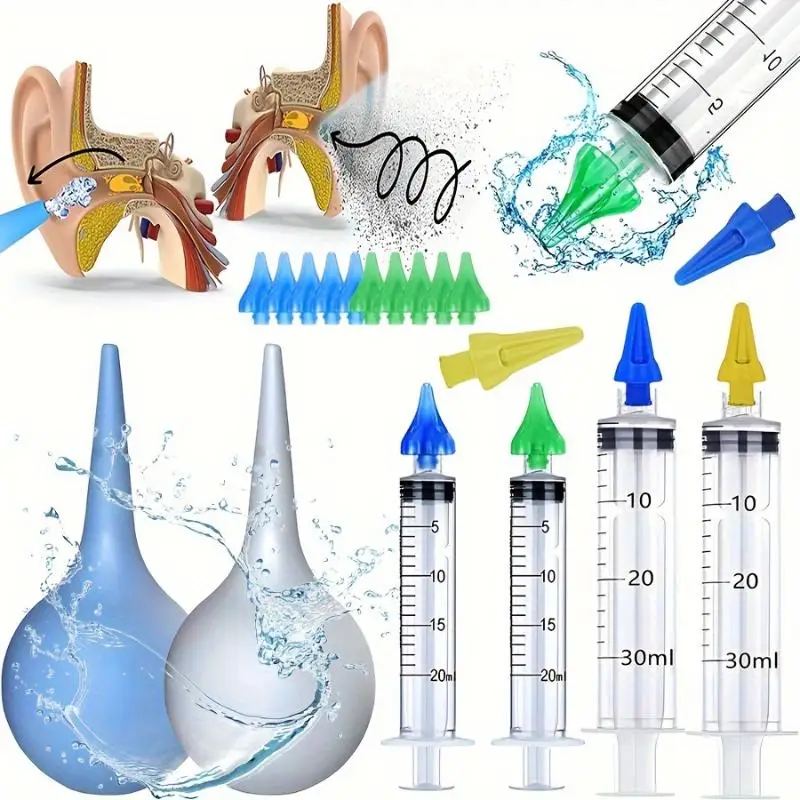 

7/9pcs Effective Earwax Removal Tool With Earball Syringe Travel-Friendly Ear Cleaning Kit For Gentle Cleaning Of The Ear Earwax