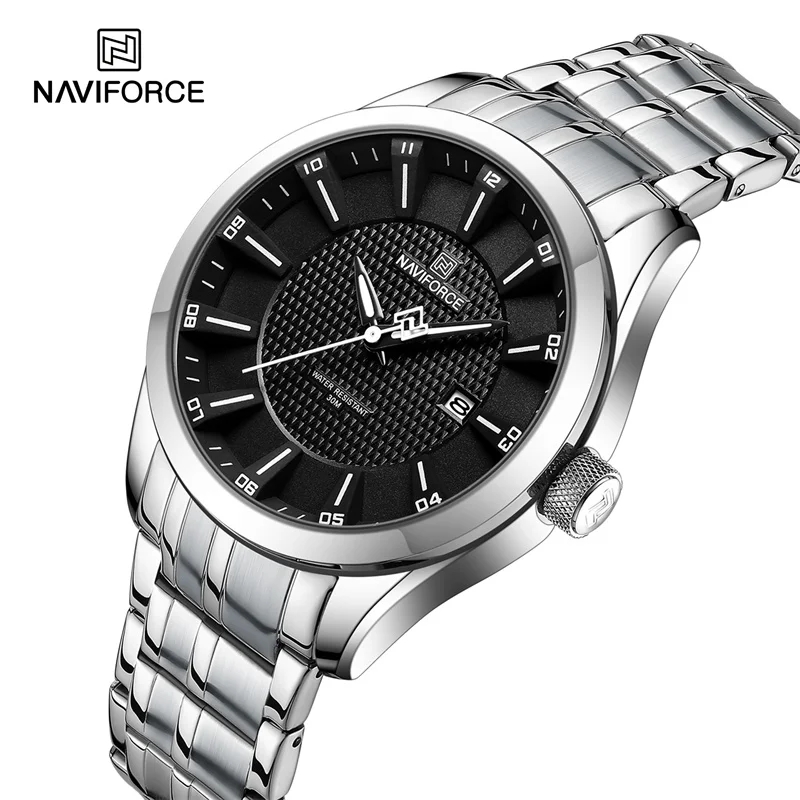 NAVIFORCE Brand 2023 New Design Men\'s Quartz Wristwatches Stainless Steel Strap Waterproof Watch Male Date Clock Reloj Hombre