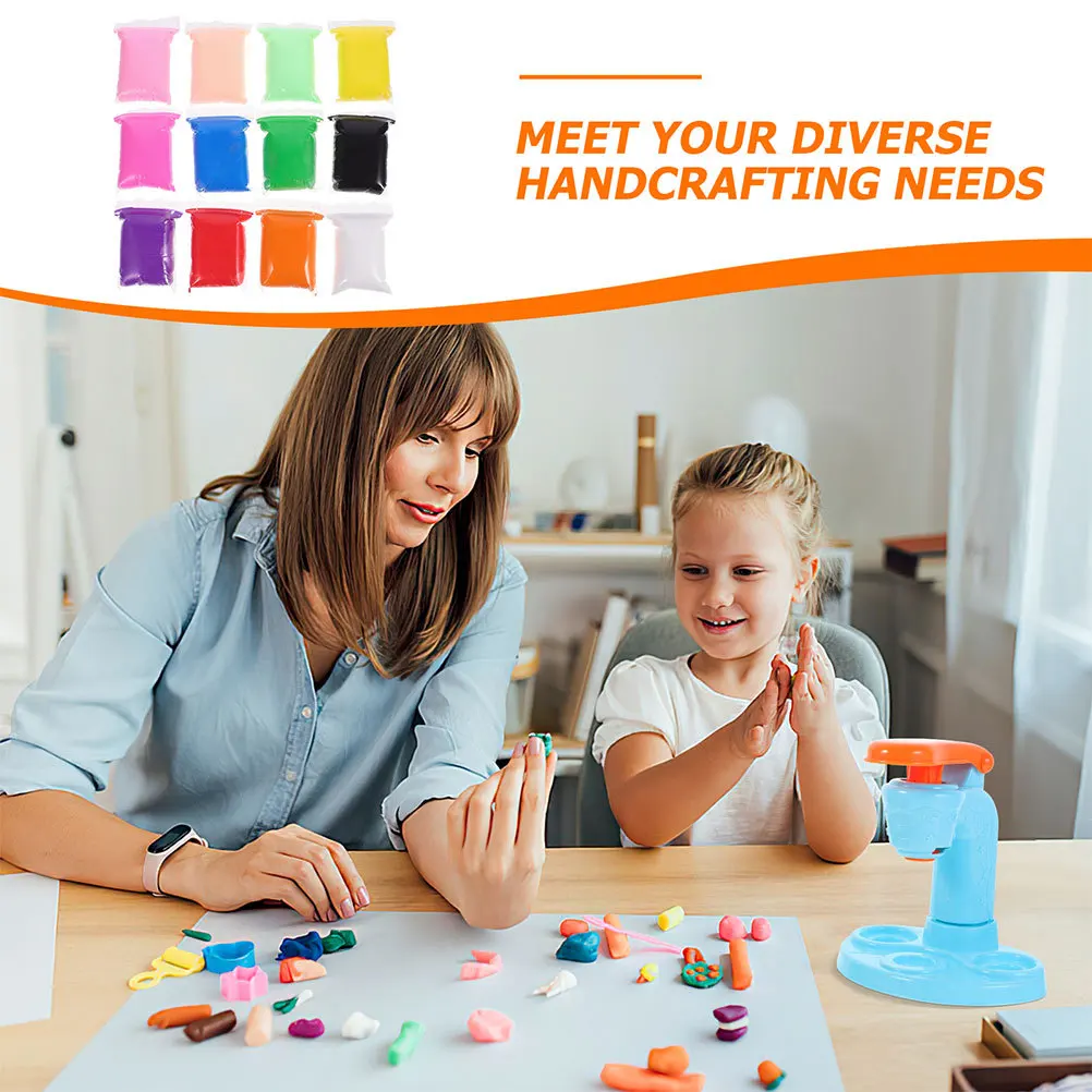 48 قطعة الطين الجاف الهواء للأطفال النمذجة الطين قابلة لإعادة الاستخدام غير لزجة الأضواء الغنية التفاعل العائلي المحاور الفني لتقوم بها بنفسك أطقم