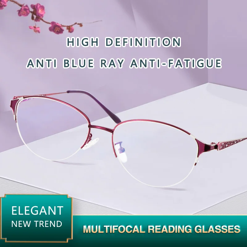 

Progressive Reading Glasses Blue Light Blocking,Anti Eyestrain,Computer Reading Glasses,TV Readers for Women