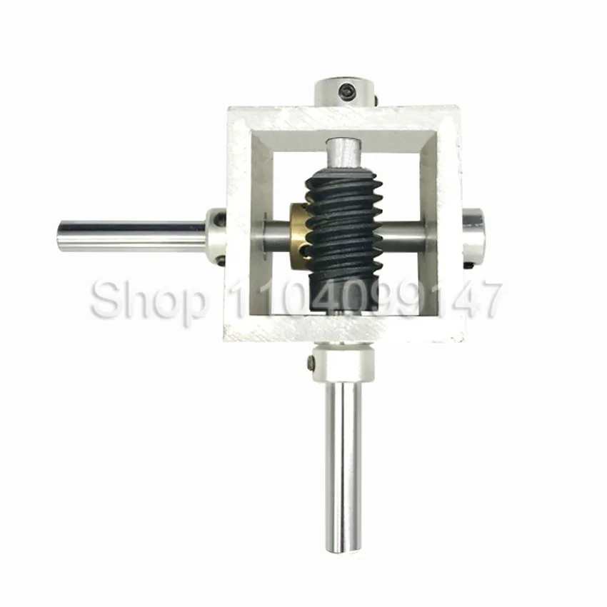 Small Worm Gear Reduction Gearbox 6mm/8mm Shaft, 90 Degree Right Angle Corner Device Reduction Ratio 1:10 1:20