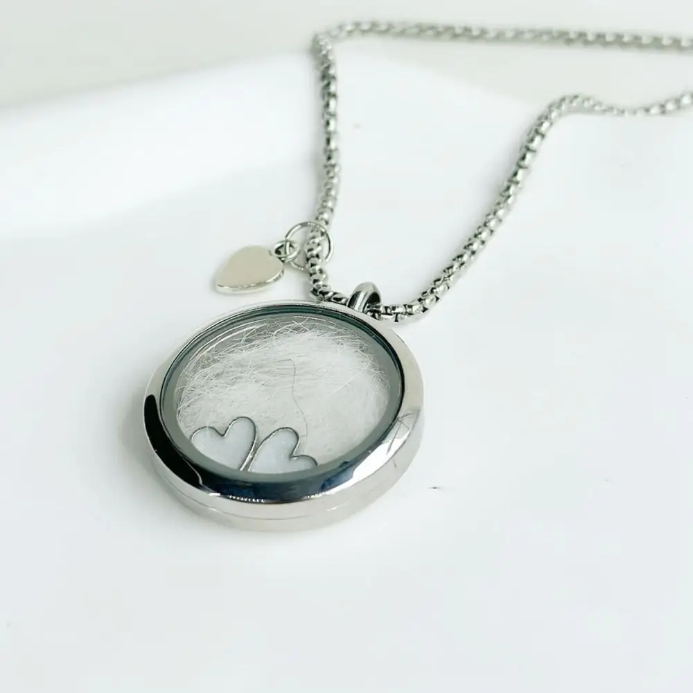 Pet Memory Keepsake Necklace Heart Pendant Jewelry For Ashes Fur Tooth Stainless Steel Gift For Pet Owners