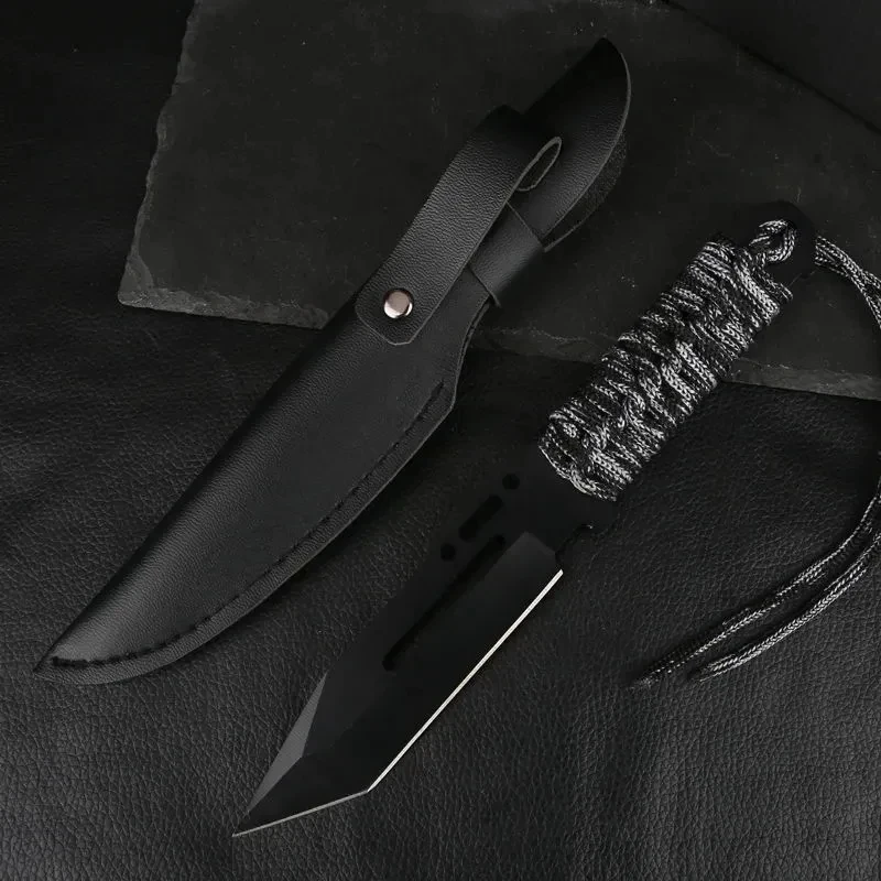 2024 Classic CS GO Tactical Stationary Knife Survival Self Defense Camping Knife with Leather Sheath Exquisite Tool