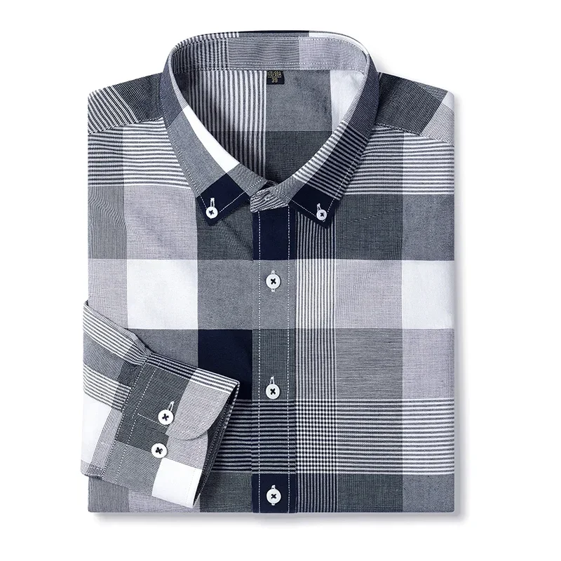 

TFETTERS Brand Spring Formal Shirts Men 2025 Business Long Sleeve Shirt Men Plaid Turn-down Collar Vintage Clothes Man