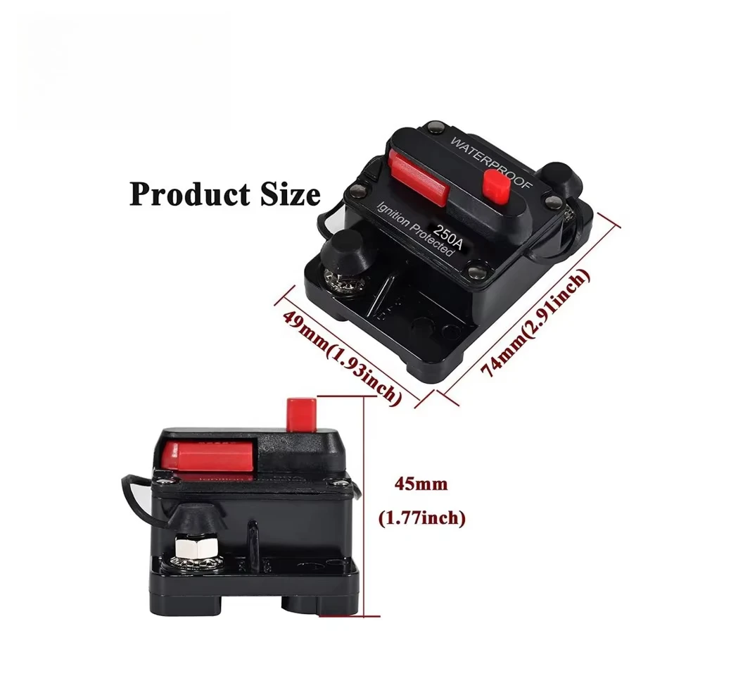 

Waterproof DC Circuit Breaker 60-300A with Manual Reset for Marine Boat Car Stereo Audio Li Protection