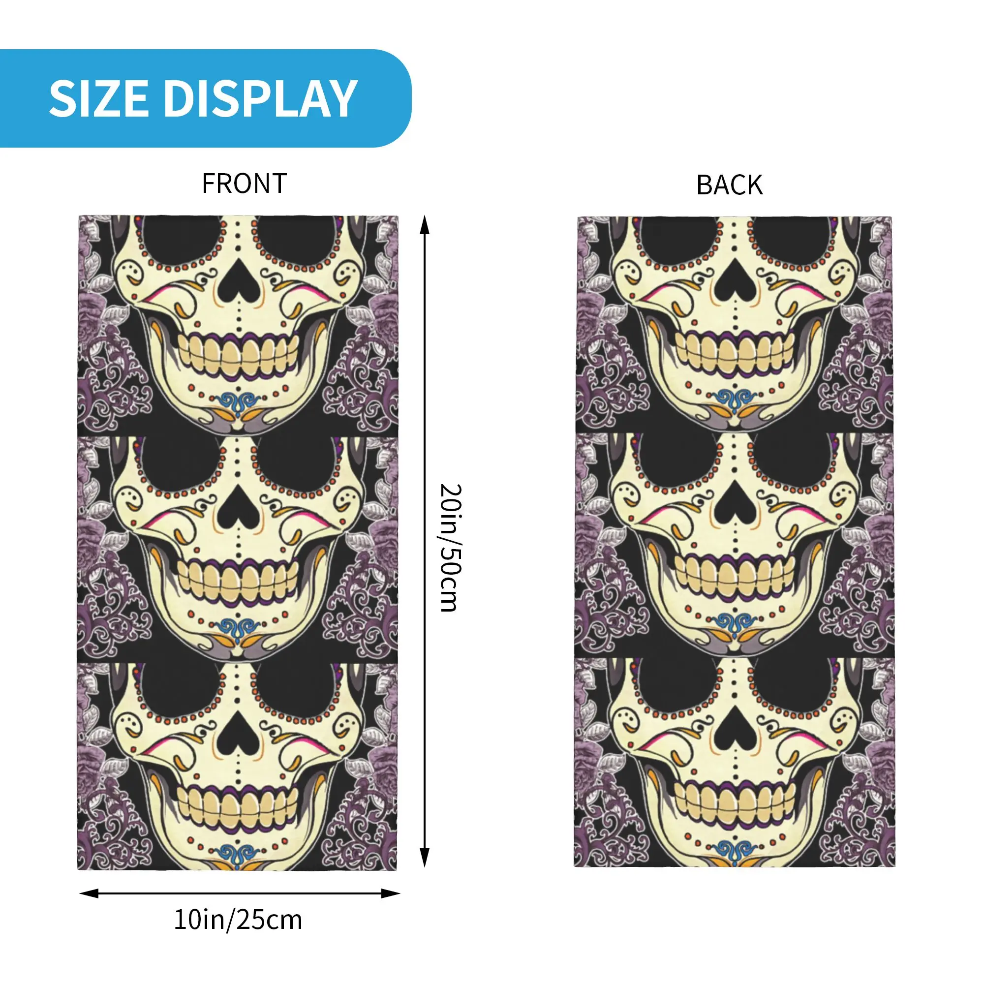 Custom La Calavera Catrina Purple Sugar Skull Bandana Neck Warmer Men Women Winter Ski Tube Scarf Gaiter Horror Dead Face Cover