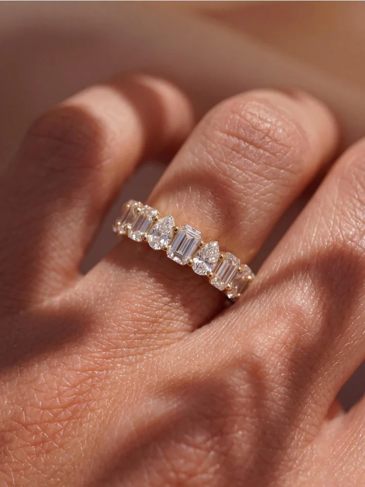 Klassischer 925 Sterling Silber Prächtiger Rechteckiger Birnenförmiger Zirkon-Ring für Damen, Verlobung, Hochzeit, Modischer Hochwertiger Schmuck – Detail 4