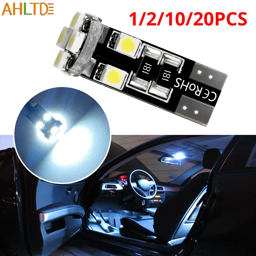 

1/2/10/20Pcs T10 W5W Auto Led Interior Bulb White 12V 3528 8SMD Car Trunk Parking Lamps Door Dome Reading Super Bright Lighting