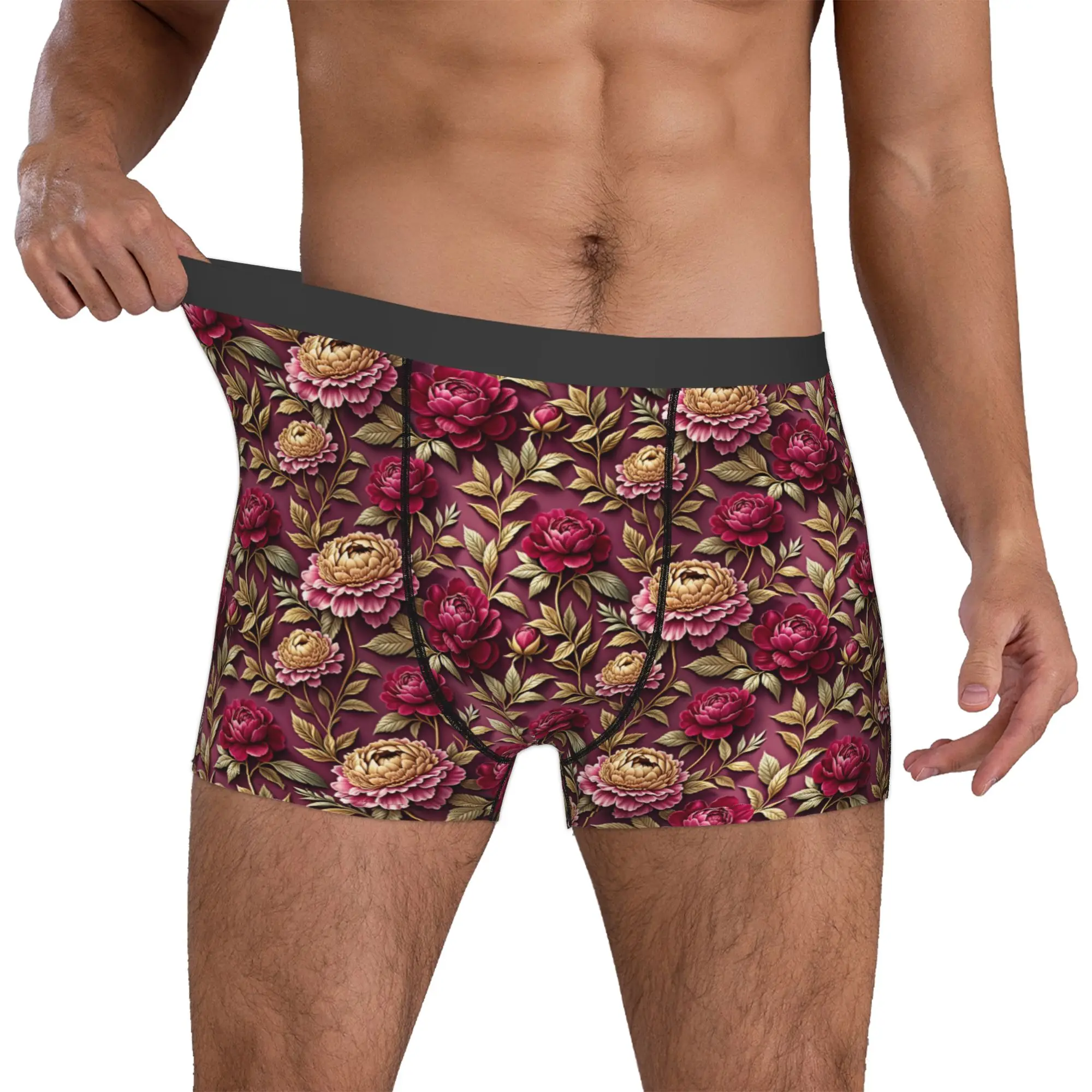 Luxury High 3D Floral Underwear Male Printed Fashion Trend 3D Flowers Boxer Shorts Panties Briefs Soft Underpants