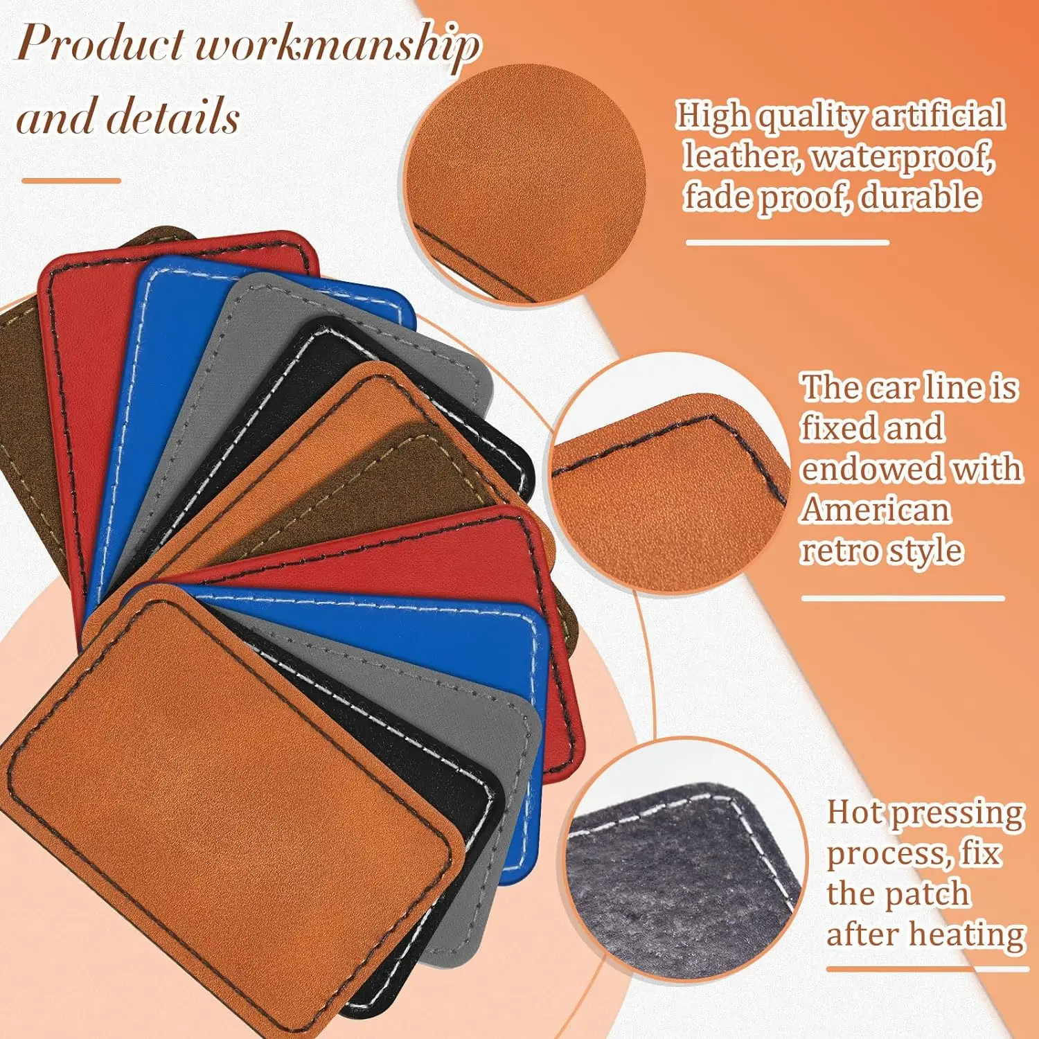 Blank Leatherette Hat Patches with Adhesive Rustic Rectangle Patch Faux Leather Patches for Jean Fabric Repair Sew Laser Supplie