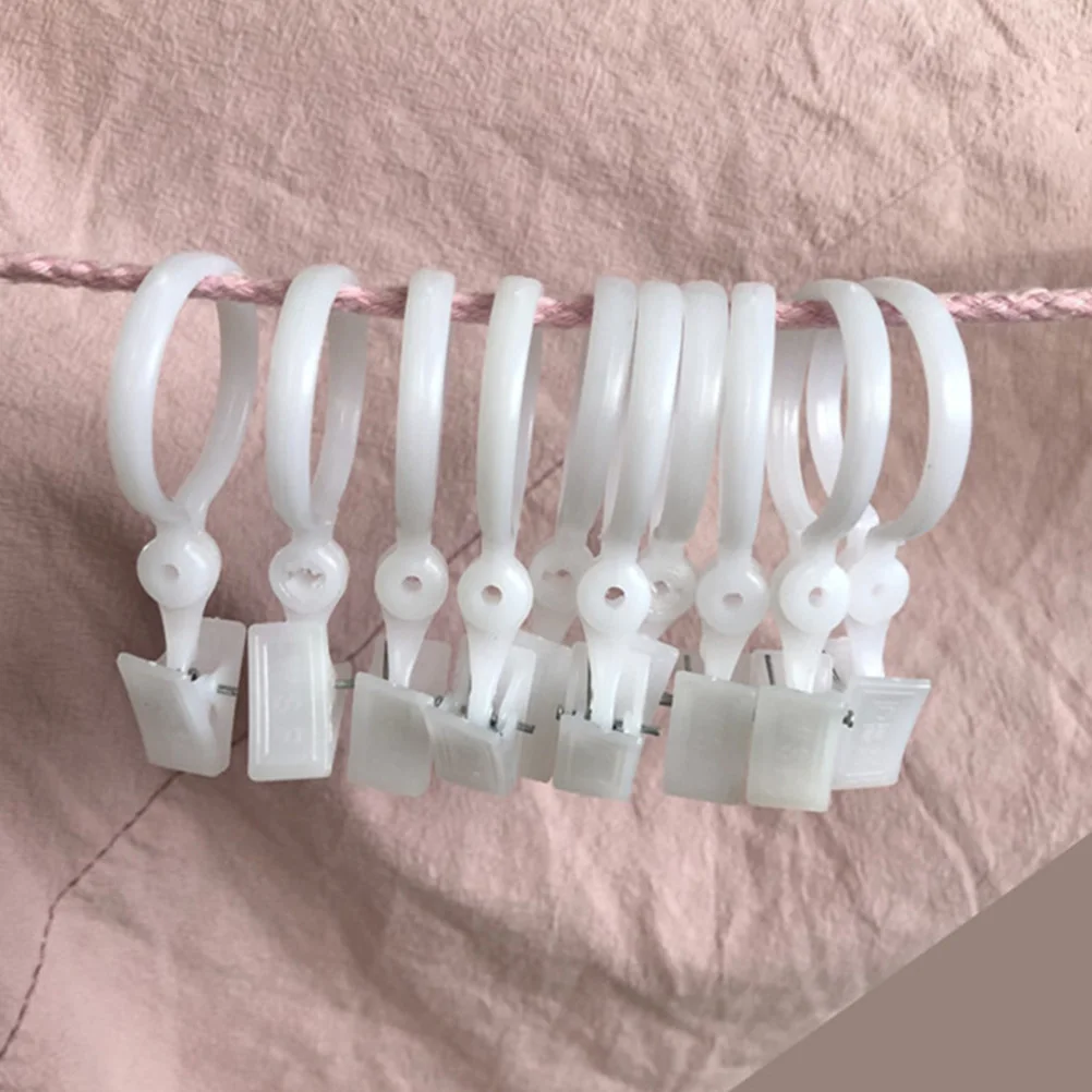 

50Pcs Plastic Curtain Rings Clips Simple Install for Home Shower Drapes Curtain Holders Tapestry Clip Hanger